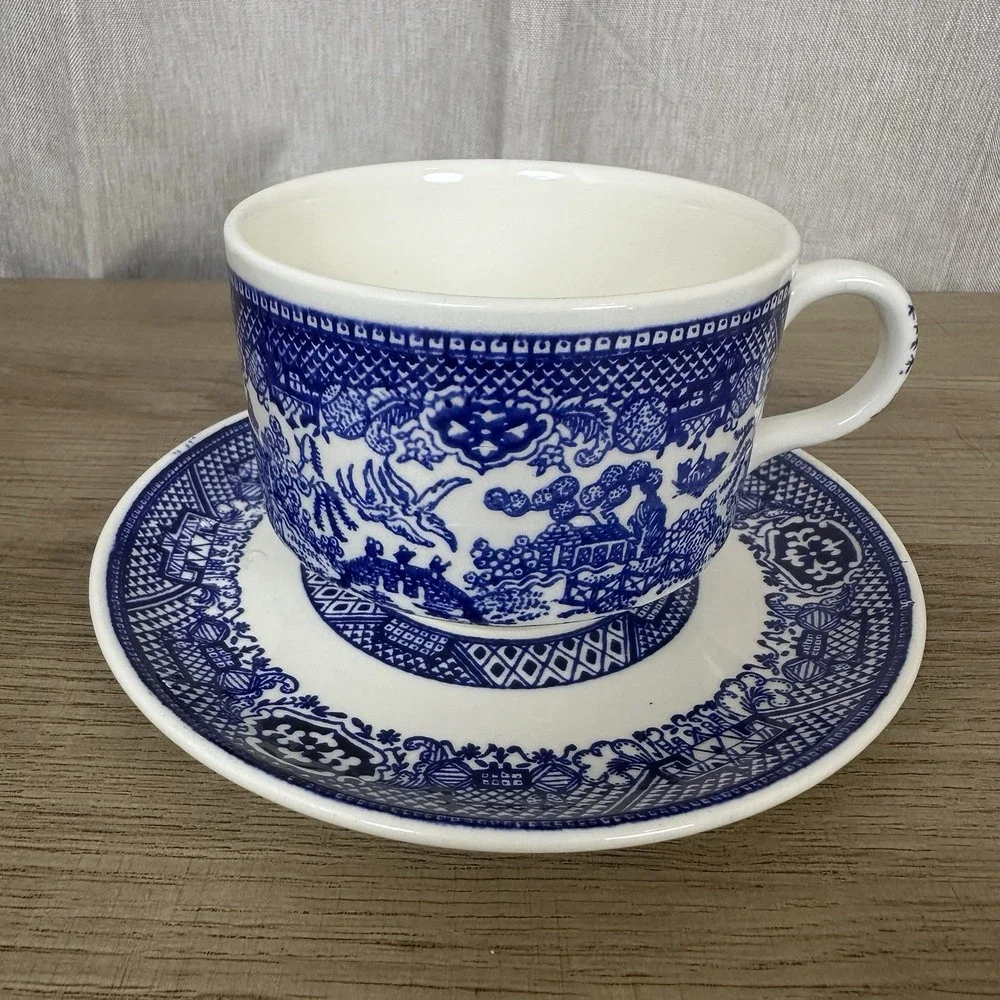 Willow Ware By Royal China Tea Coffee Cup & Saucer Set Plus Extra Saucer - Picture 11 of 12